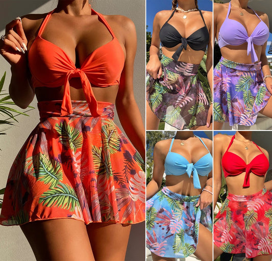 🏊👙【S-2XL】🌴Kopalke z velikim potiskom, tridelni komplet, primerne za bazene in plaže