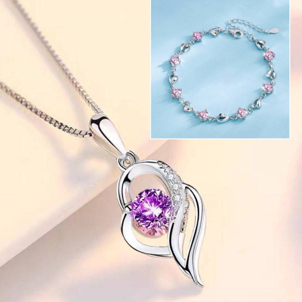 ✨💎💎Súprava náramku a náhrdelníka zo striebra 925 Srdce oceánu