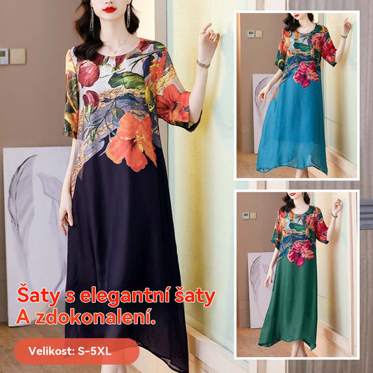 💖【SLEVA 50%】👗【M-5XL】Elegantní potištěné šaty