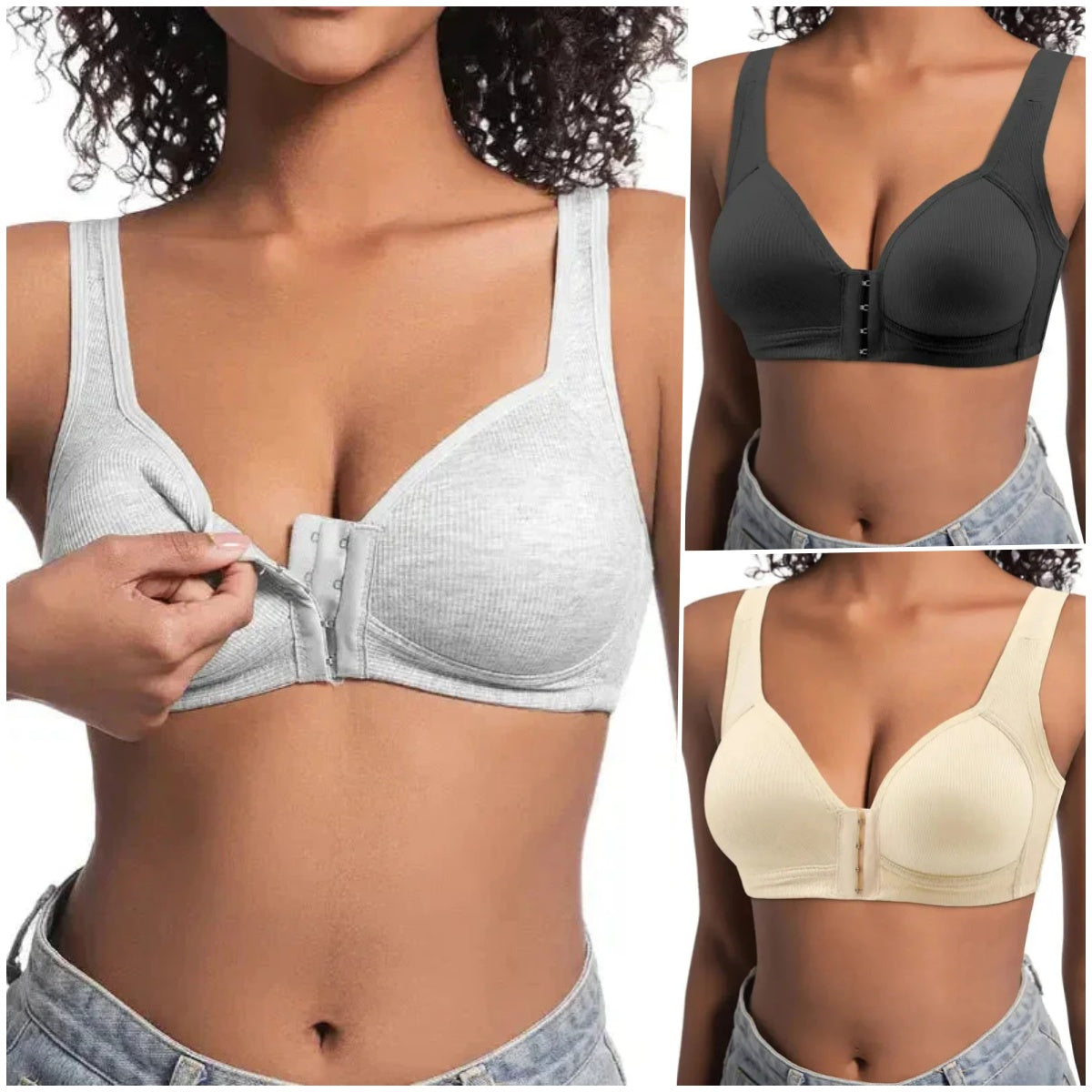 ❤️【Kupite 2, dobite 2 gratis】【4-delni komplet】Enostavno oblačenje in slačenje, zapenjanje spredaj, modrček brez žice