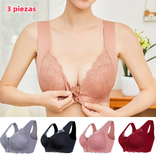 ✨【3 ks】Velká velikost, sexy podprsenka bez kostic s otevřeným zadkem a krásným střihem