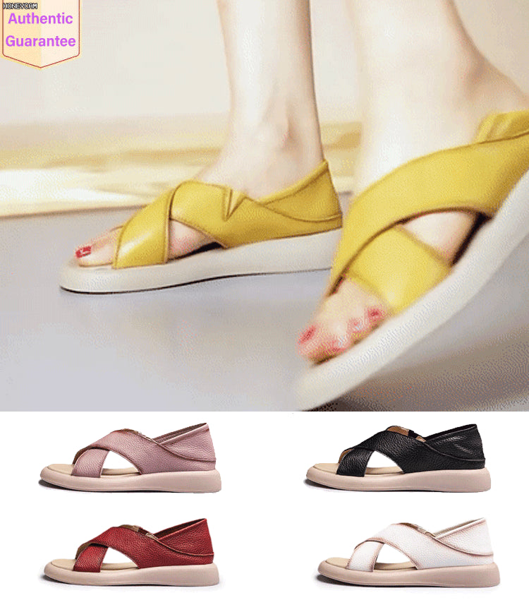 💕【35-42】Sandale plate romane din piele naturala casual si confortabile