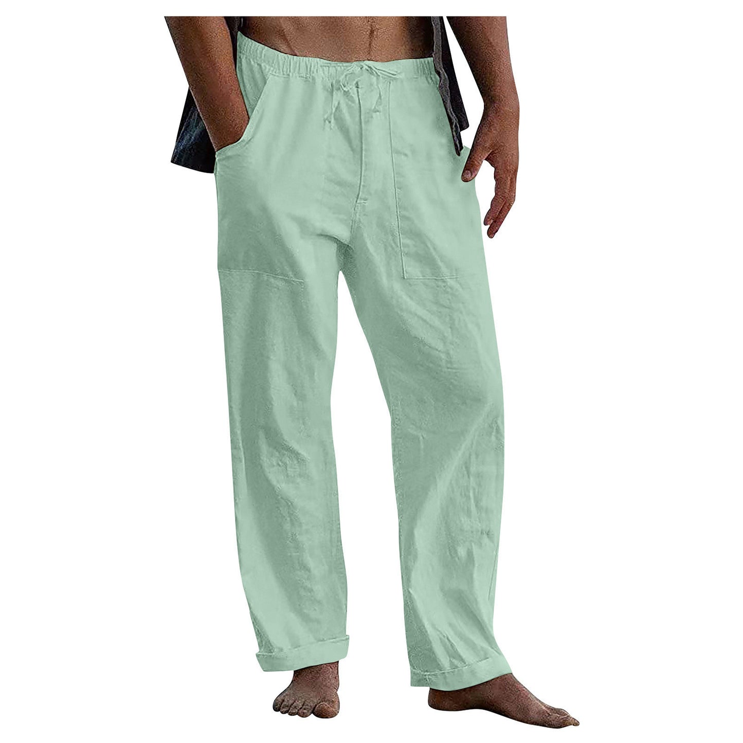 💥😎 【50 % popust🔥】【S–5XL】 🌈 Pantaloni casual pentru bărbați de marime mare din bumbac și in, 12 culori