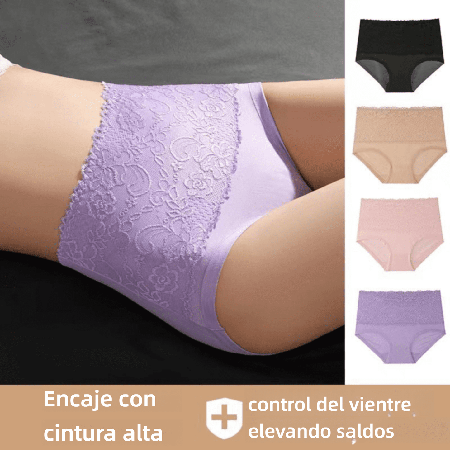 🔥【Balenie 6 kusov】【M-6XL】Nové nohavičky pre väčšie veľkosti, priedušné a pohodlné čipkované, vysoký pás, s reguláciou bruška