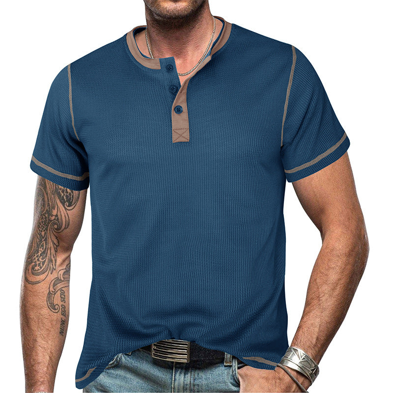 👕【50% sleva 🔥】【S–3XL】🌈 Letní pánská vintage košile s knoflíky, krátký rukáv, ve větších velikostech, s kontrastními barvami, dostupná v 10 barvách