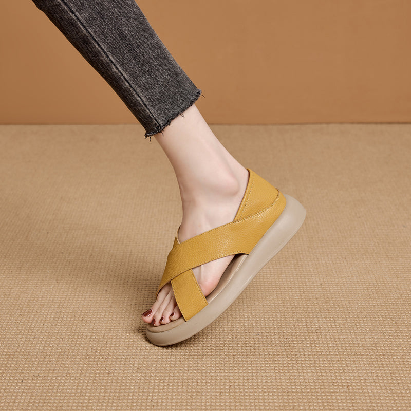 💕【35-42】Sandale plate romane din piele naturala casual si confortabile