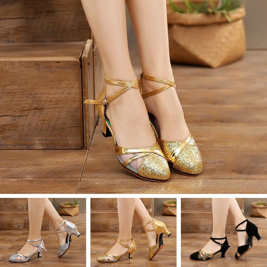 【34-41】2025 Nove modne ženske nizke pete iz tila z bleščicami