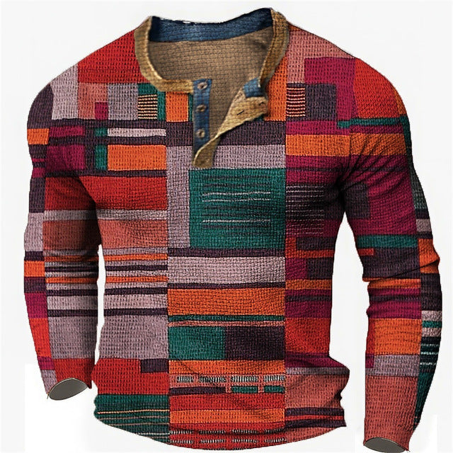 🌴🌈【50% sleva🔥】【S-4XL】👔😍 Nová kolekce pánských košil s potiskem, dlouhé rukávy, uvolněný styl Henry, dostupné ve více barvách