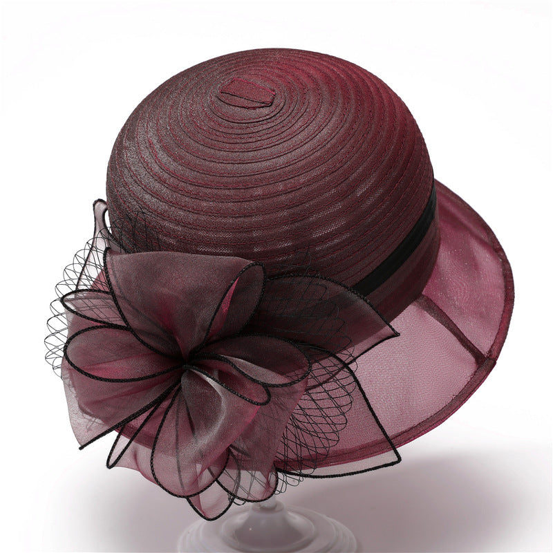 🌸🔥【Reducere de 50%】Pălărie de soare elegantă din organza franceză, cu flori de primăvară și vară