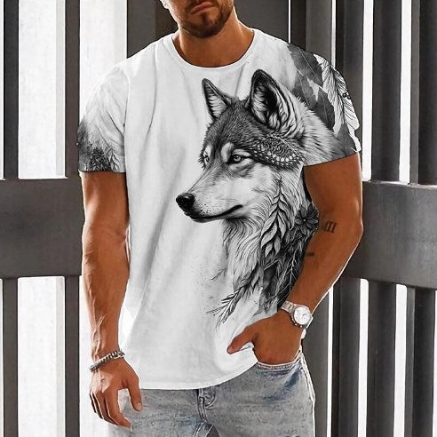 【50% sleva】【2XS-6XL】👕👕 Pánské tričko s potiskem vlka