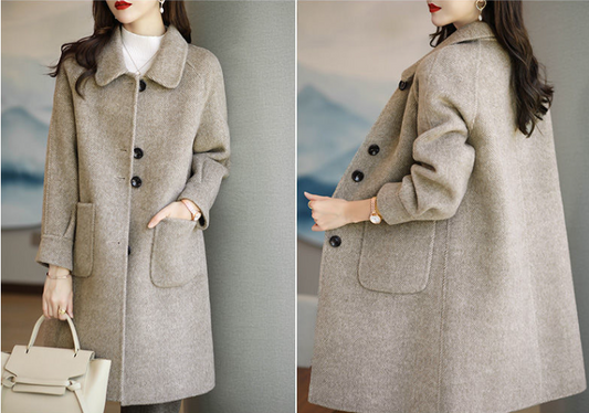 🔥🔥【50% popust】Nov debel plašč jeseni in zime 2025, srednje dolg, oprijet kroj