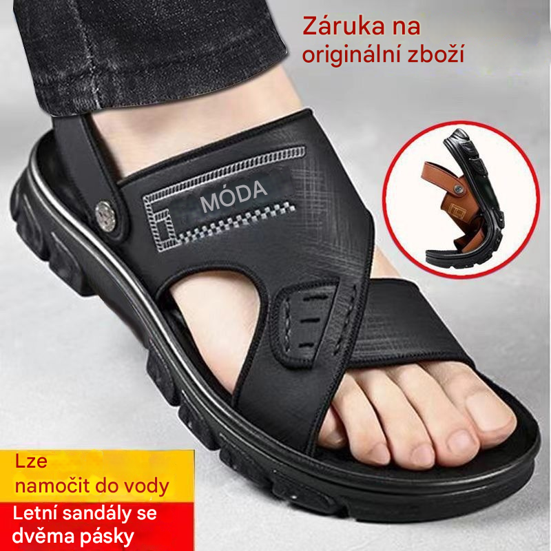 🐂【50% sleva】【38-47】Nové pánské kožené plážové sandály s tlustou podrážkou