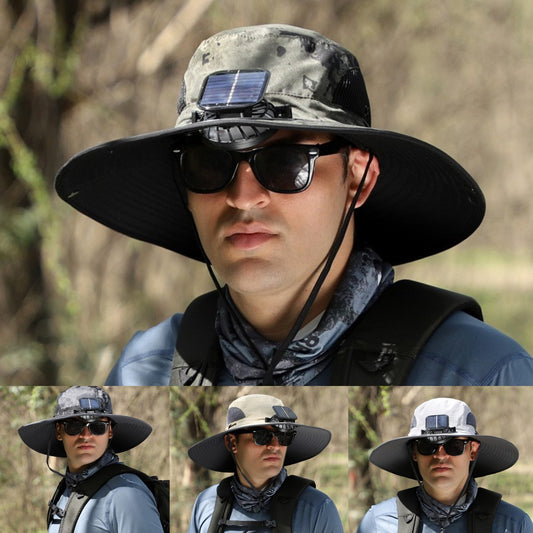 🎁【Na voljo 7 barv】Zunanji ribiški klobuk za zaščito pred soncem z ventilatorjem - solarni in USB polnilnik