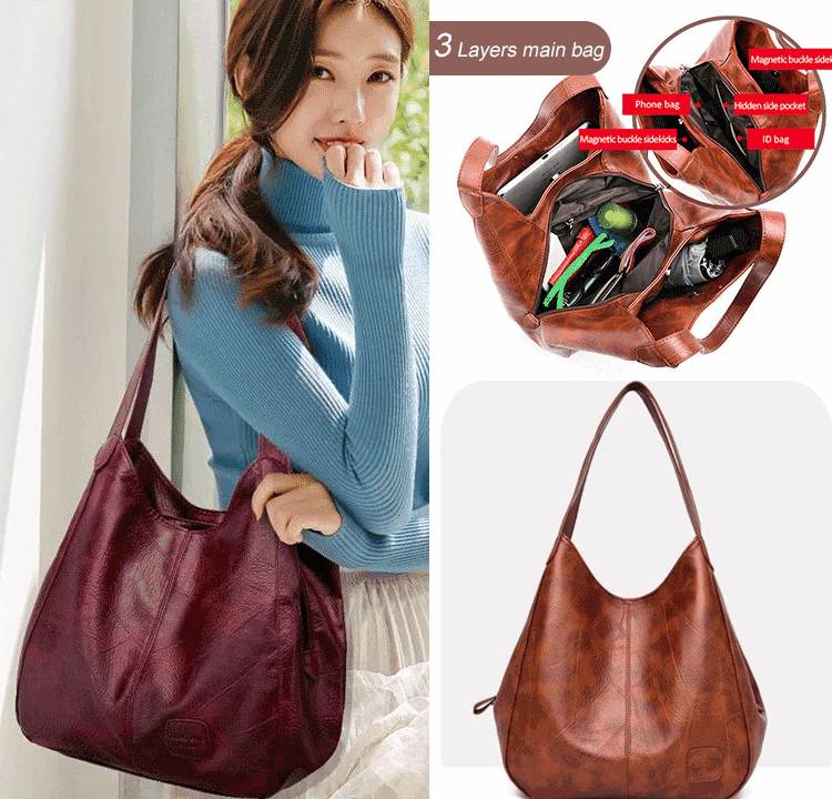 💖👜💖Nouă geantă de umăr din piele moale, la modă, de mare capacitate, versatilă