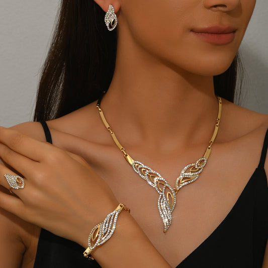 💖🔥【50% off por tiempo limitado】【Anillo + Pulsera + Pendientes + Collar】✨Conjunto de joyas de estilo bohemio, creativo y único, de estilo minimalista.