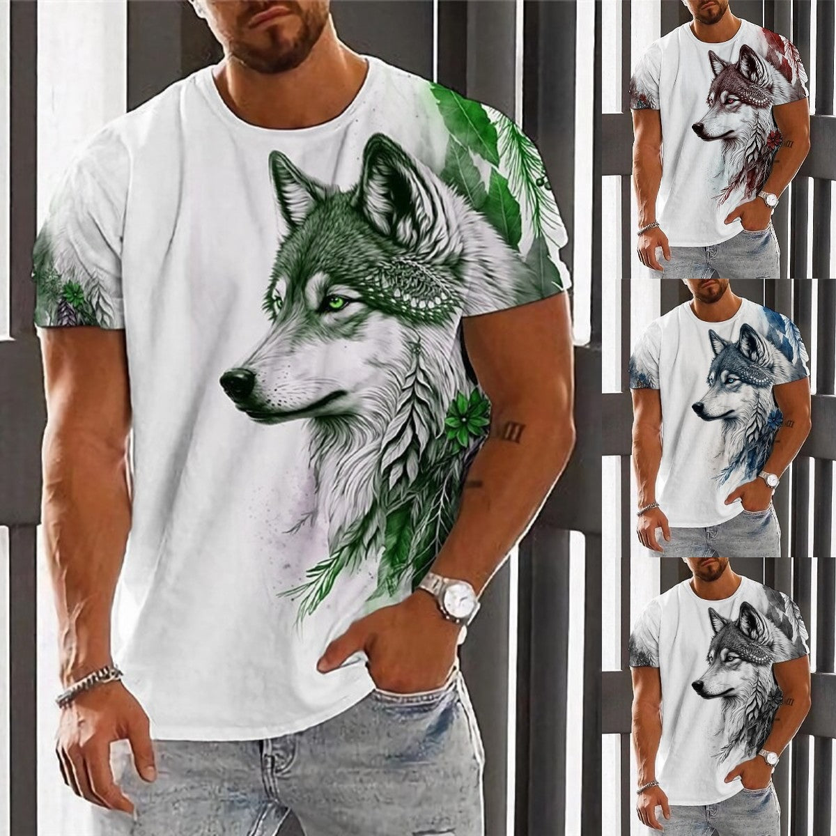 【50% sleva】【2XS-6XL】👕👕 Pánské tričko s potiskem vlka