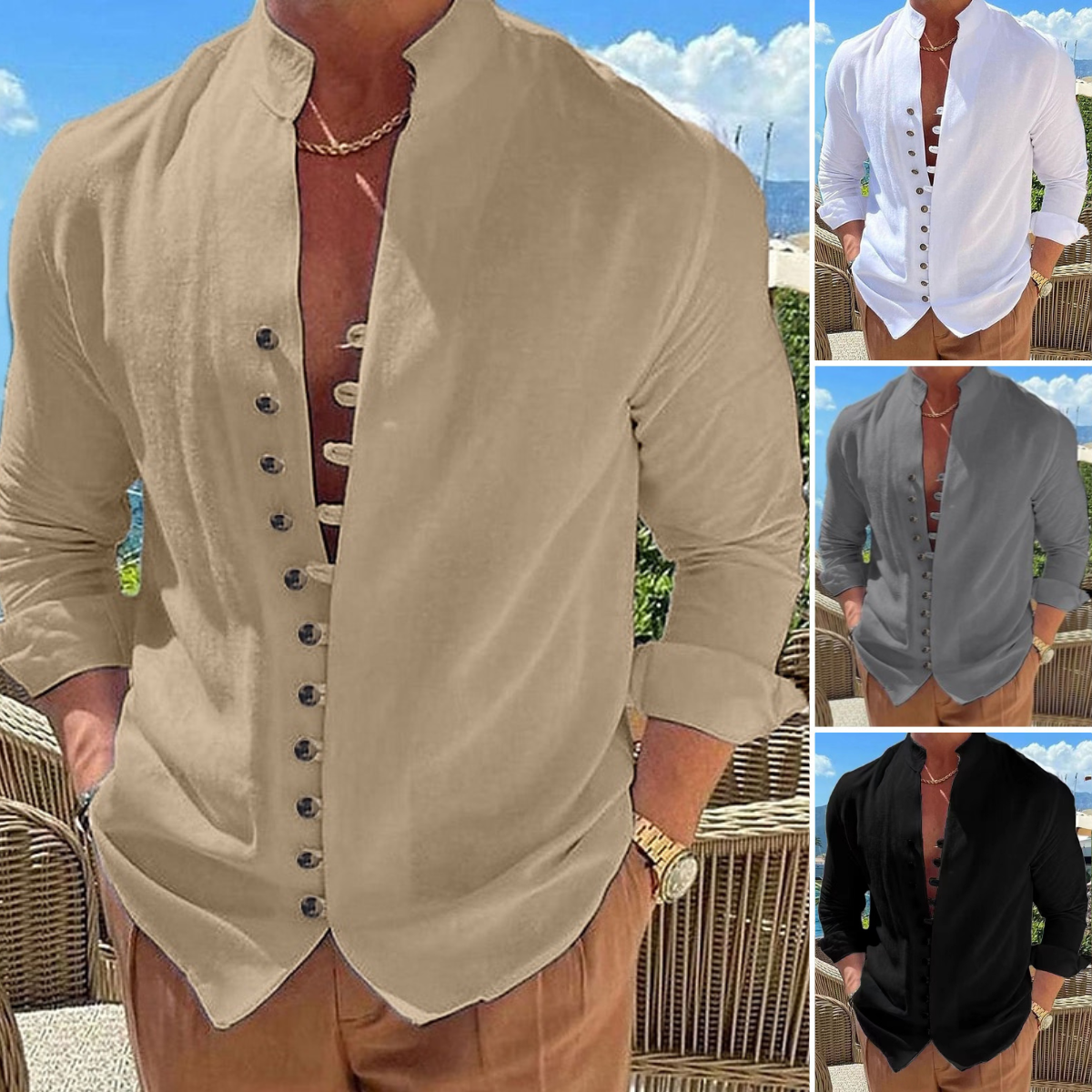 🌈👔【50% popust 🔥】【S-3XL】😍Nova kolekcija 2025, moška bombažno-lanena srajca, večje velikosti, ohlapna srajca z dolgimi rokavi