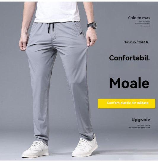 🔥【Cumpără 1, primești 1 gratuit】【40-115 kg】🔥Pantaloni elastici din mătase glacială pentru bărbați, noi vara 2025