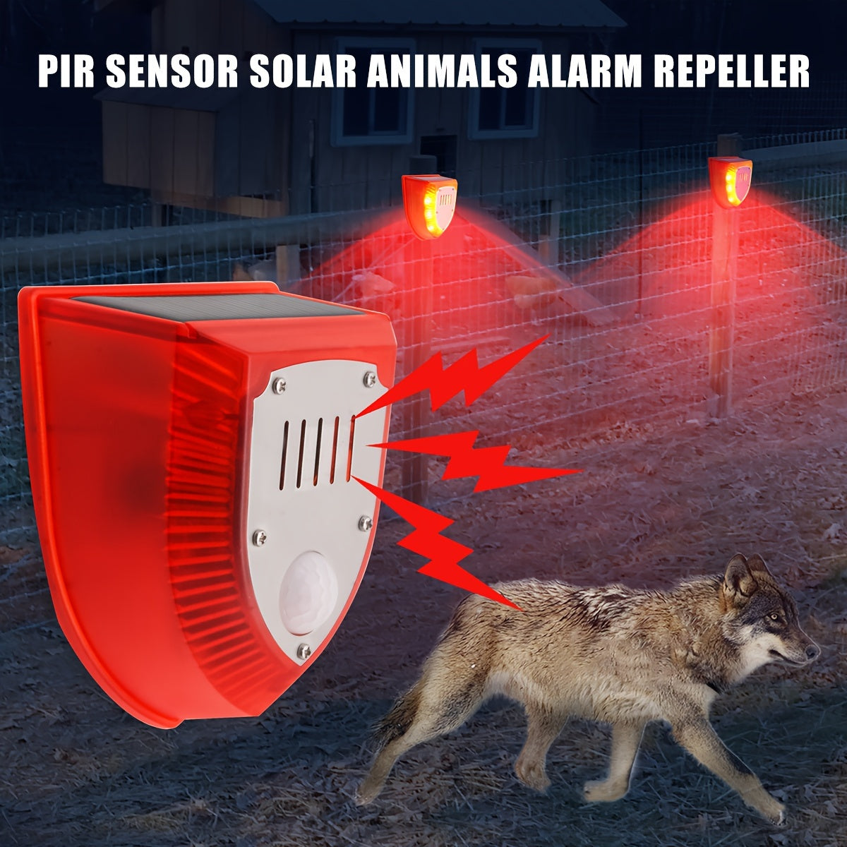 🚨【Reducere de 50%】🐦🐗Sperietoare de păsări universală cu energie solară, cu alarmă sonoră și luminoasă, potrivită pentru casă, livadă, iaz cu pești și orezării