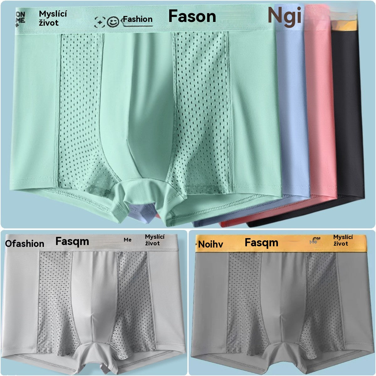 đ„ă6 szĂnƱ szettăA fĂ©rfi boxeralsĂł Air Mesh Ice Silk anyagbĂłl kĂ©szĂŒlt. Rugalmas, kĂ©nyelmes Ă©s lĂ©legzĆ.