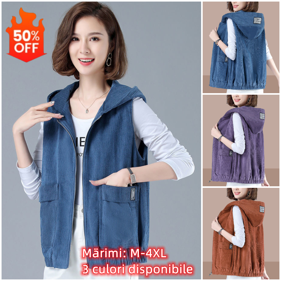 🍁❄【50 % popust】Vsestranski prevelik brezrokavnik s kapuco za jesen/zimo 2025