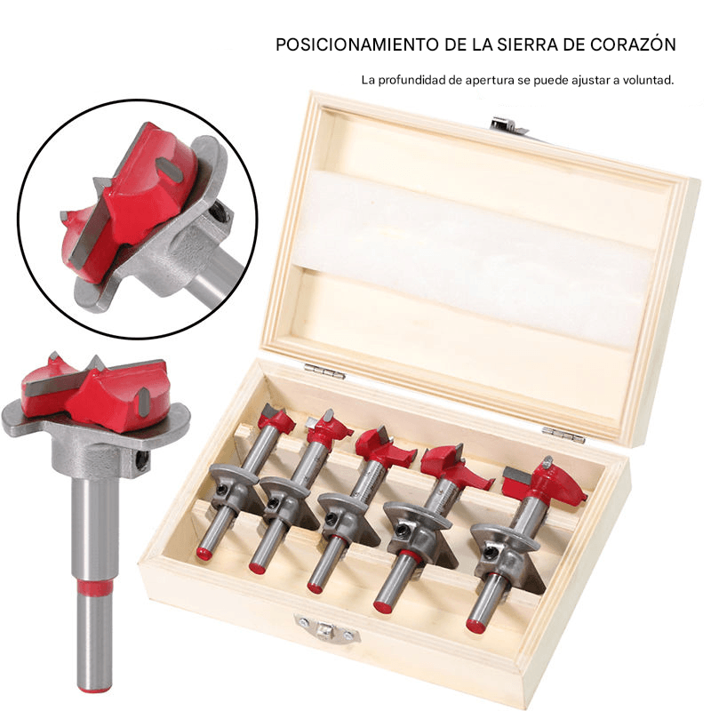 ⚙️【1 set de 5 bucăți】 burghie de poziționare pentru prelucrarea lemnului de 15/20/25/30/35 mm