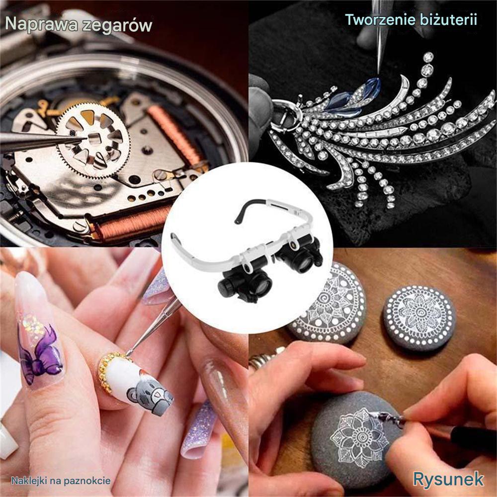 🔍Lupa z okularami 8x, 15x i 23x z oświetleniem LED. Nadaje się do narzędzi mechanicznych, naprawy zegarków, grawerowania i wyceny antycznej biżuterii.