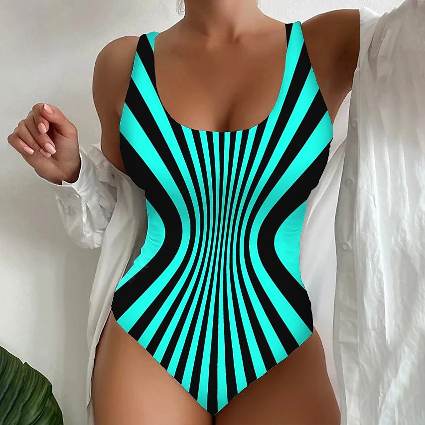 🥰【Sleva v rámci propagační akce 50%】🔥🔥【S~6XL】Pruhované jednodílné rychleschnoucí plavky