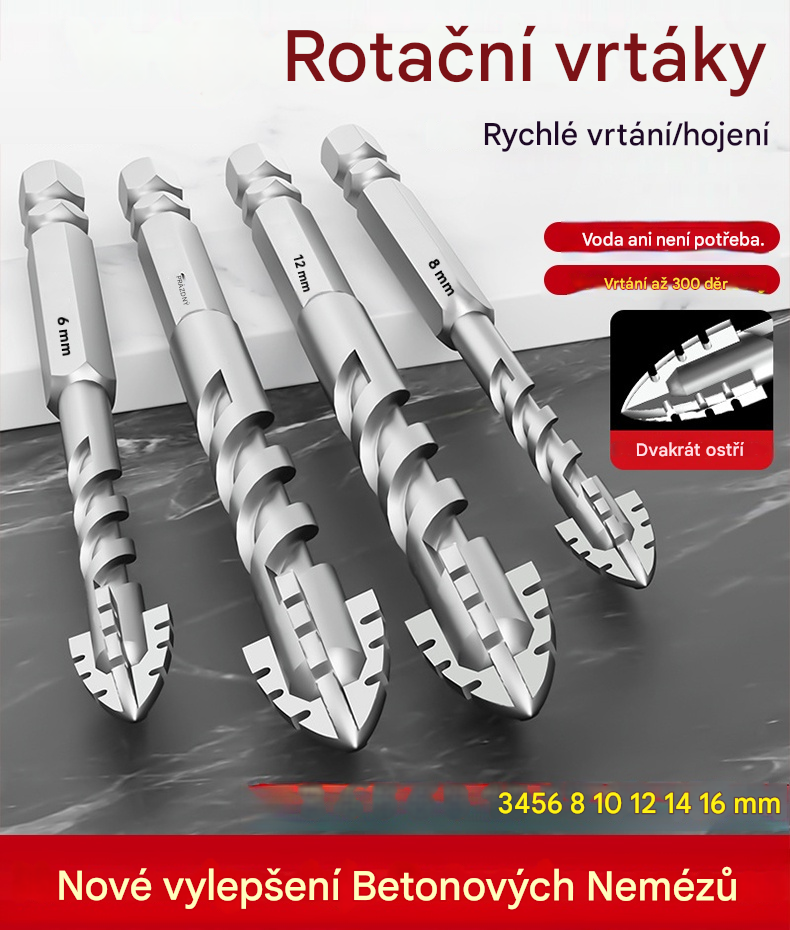 🥇【3+4+5+6+8+10+12+14+16 mm】Excentrický vrták 7. generace vyrobený ze super tvrdé wolframové oceli s vroubkovaným ostřím