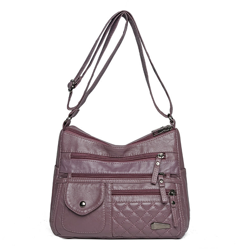 🔥【50% sleva】Dámská vícevrstvá velkokapacitní měkká kožená taška. Stylové a všestranné, lze nosit crossbody