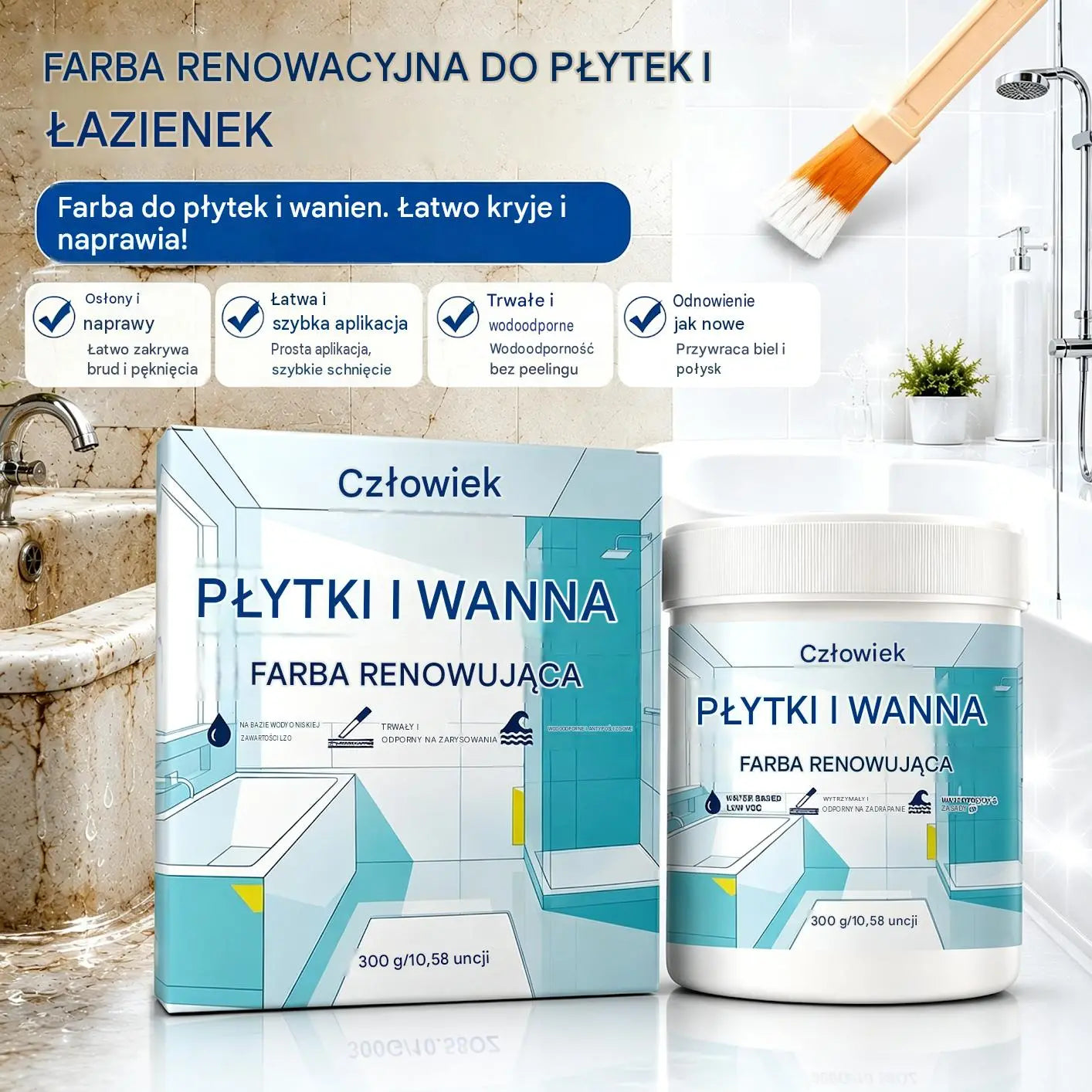 🛠️ Zestaw do renowacji płytek i wanien na bazie wody