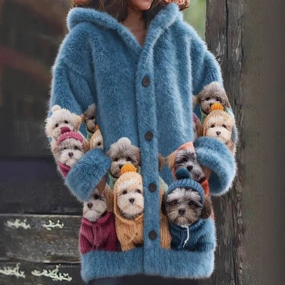 【S-5XL】Plyšový roztomilý s kapucí s fleecovou podšívkou, tlustý kabát