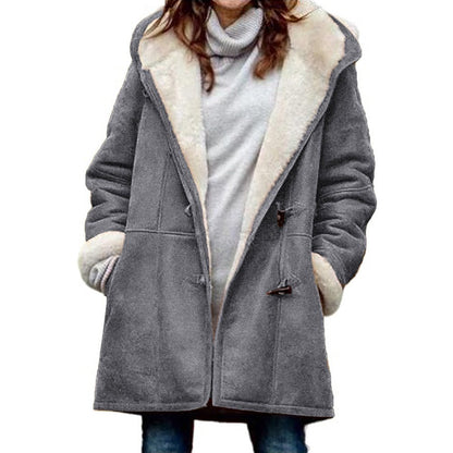 🥼🔥💖[S-5XL] 2025 moda i ciepło w jednym, Damska kurtka z kapturem, zamszowo-wełniana  _4121707