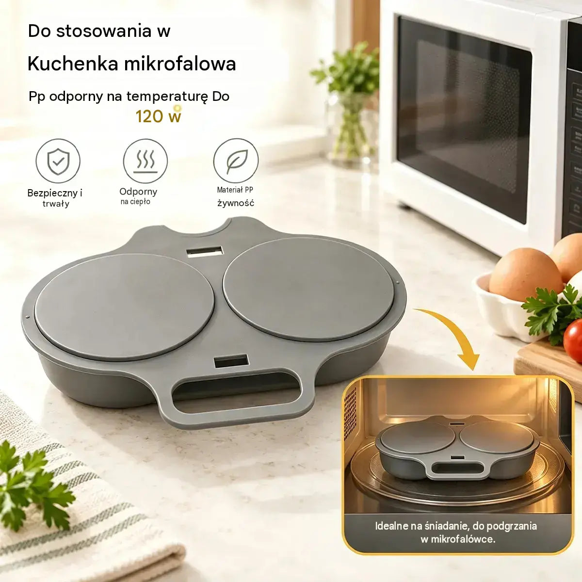 🎁Kup jeden, a drugi dostaniesz gratis 💥Jajowar do mikrofalówki: dwuwarstwowy, nieprzywierający, łatwy do czyszczenia. 🏠
