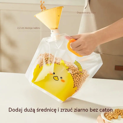 👍 Oferta za pół ceny! Zestaw 6 sztuk (lejek w komplecie) 🥰 Wielofunkcyjne woreczki do przechowywania żywności – chronią przed owadami i wilgocią.