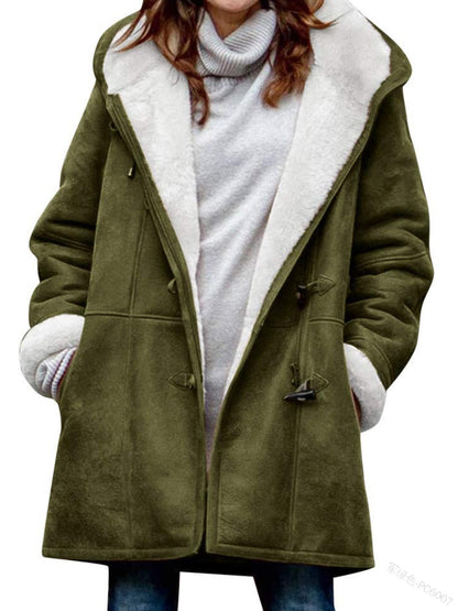 🥼🔥【Ограничена оферта 50%】💖[S-5XL] Ново модно топло дамско яке с качулка и велурена и вълнена подплата за 2025 г.