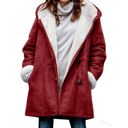 🥼🔥【Ограничена оферта 50%】💖[S-5XL] Ново модно топло дамско яке с качулка и велурена и вълнена подплата за 2025 г.