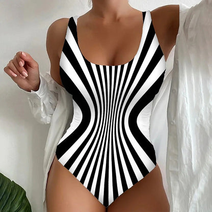 🩱S~5XL🏖️ Stylowy i wygodny jednoczęściowy kostium kąpielowy w paski | Modny produkt na lato 2026 🌊💃