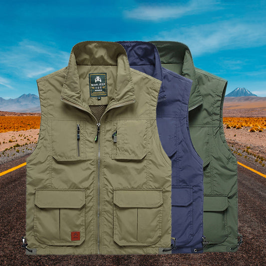 【M-4XL】Тънка външна бързосъхнеща жилетка за фотография и риболов с множество джобове