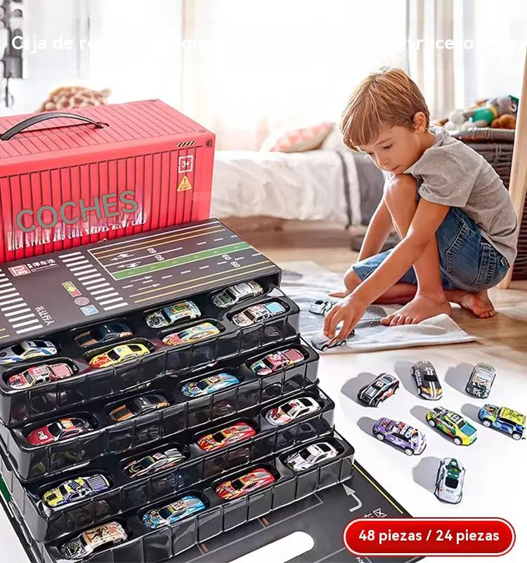 【50% taniej】🎁48 odczepianych miniaturowych autek z wbudowanym garażem