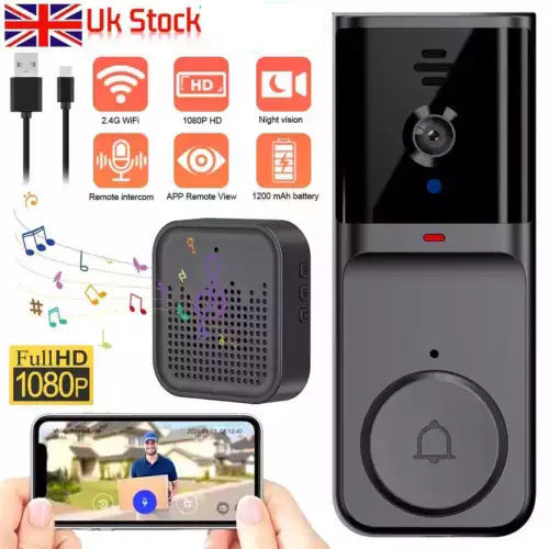 50%OFF🔥Bezdrôtová zvončeková kamera: 1080P HD, širokouhlý objektív 170°, 4,3-palcová obrazovka, vodotesnosť IPX65 do exteriéru, funkcia nočného videnia