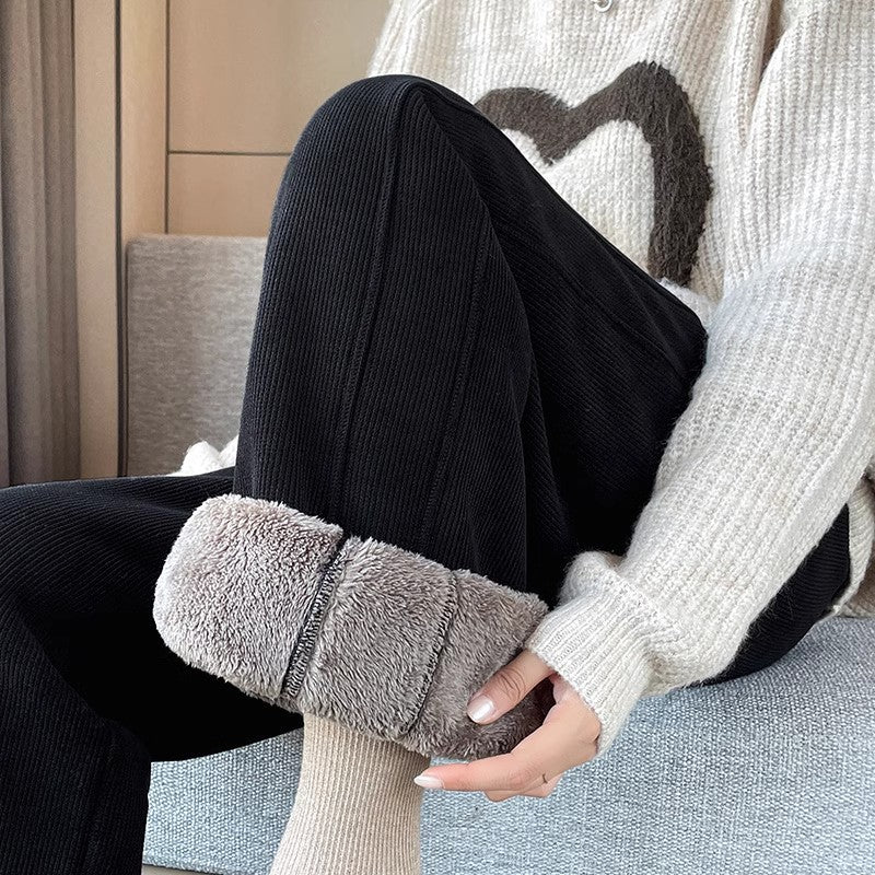 👖【M-4XL】Zimske tople, ojačane ravne hlače iz imitacije jagnječje volne