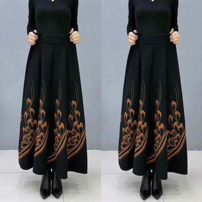 👗【50% kedvezmény】🎀【S-3XL】Őszi és téli vastagított gyapjúszoknya. Magas derekú, A-vonalú, etnikai stílusú hosszú szoknya