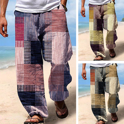 ✨👖【10 barev🌈】【S-6XL】😍 Pánské úzké kalhoty z bavlny a lnu ve větších velikostech, ležérní volný bohémský styl, kalhoty s širokým sedem