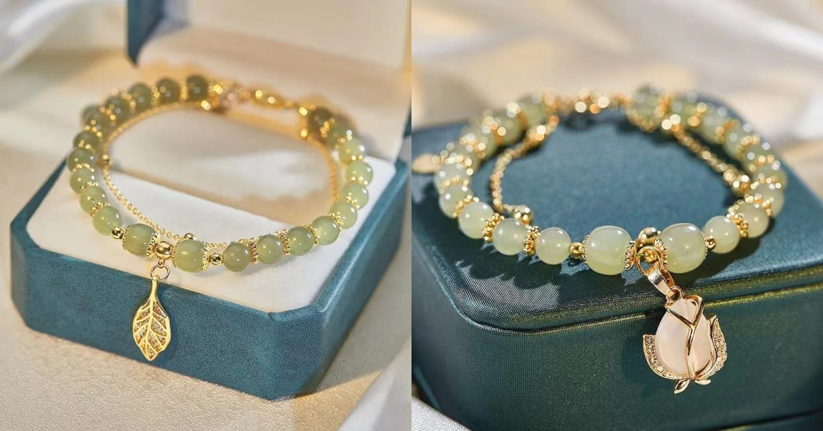 ✨🔥【Купи едно и вземи друго безплатно】2 гривни от 14K злато с хетиански нефрит