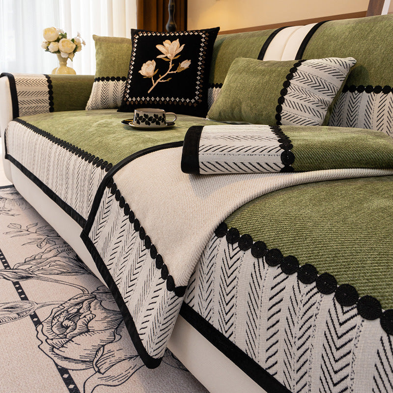 🏠🏠【50% ОТСТЪПКА！！！！】2025, нова висококачествена възглавница за диван в античен стил, целогодишен вариант, фиксирана неплъзгаща се покривка