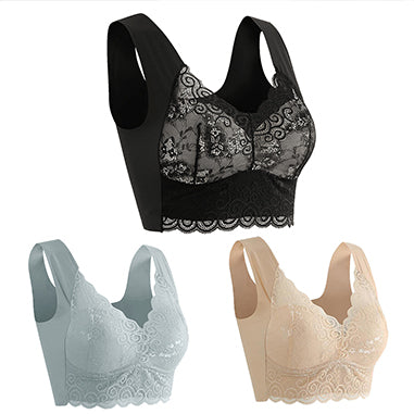 👙💖【Пакет от 3】【M-5XL】Нов дамски удобен и дишащ сутиен, красива и удобна дантела