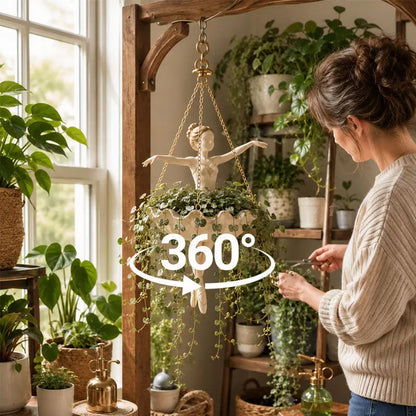 🩰🌿 Wisząca doniczka ścienna z motywem baletnicy