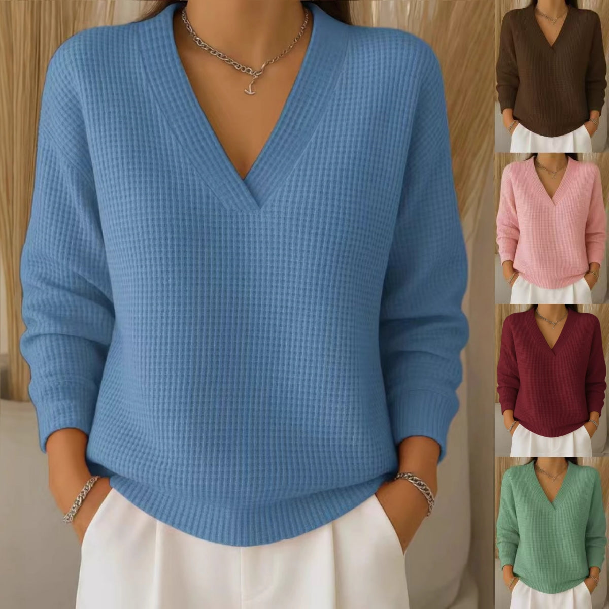 🔥 【S-3XL】 Elegantní a pohodlná dámská halenka s výstřihem do V