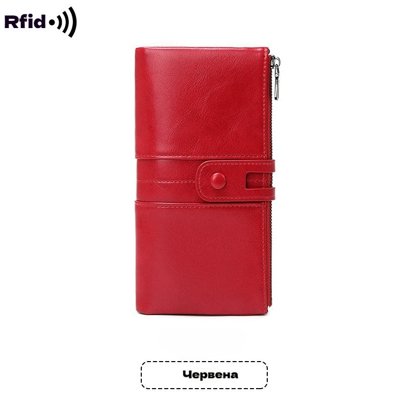 💼【50% sleva】【6 barev】Multifunkční peněženka, ručně vyrobená z pravé kůže, kartáč proti krádeži, dvojitý zip